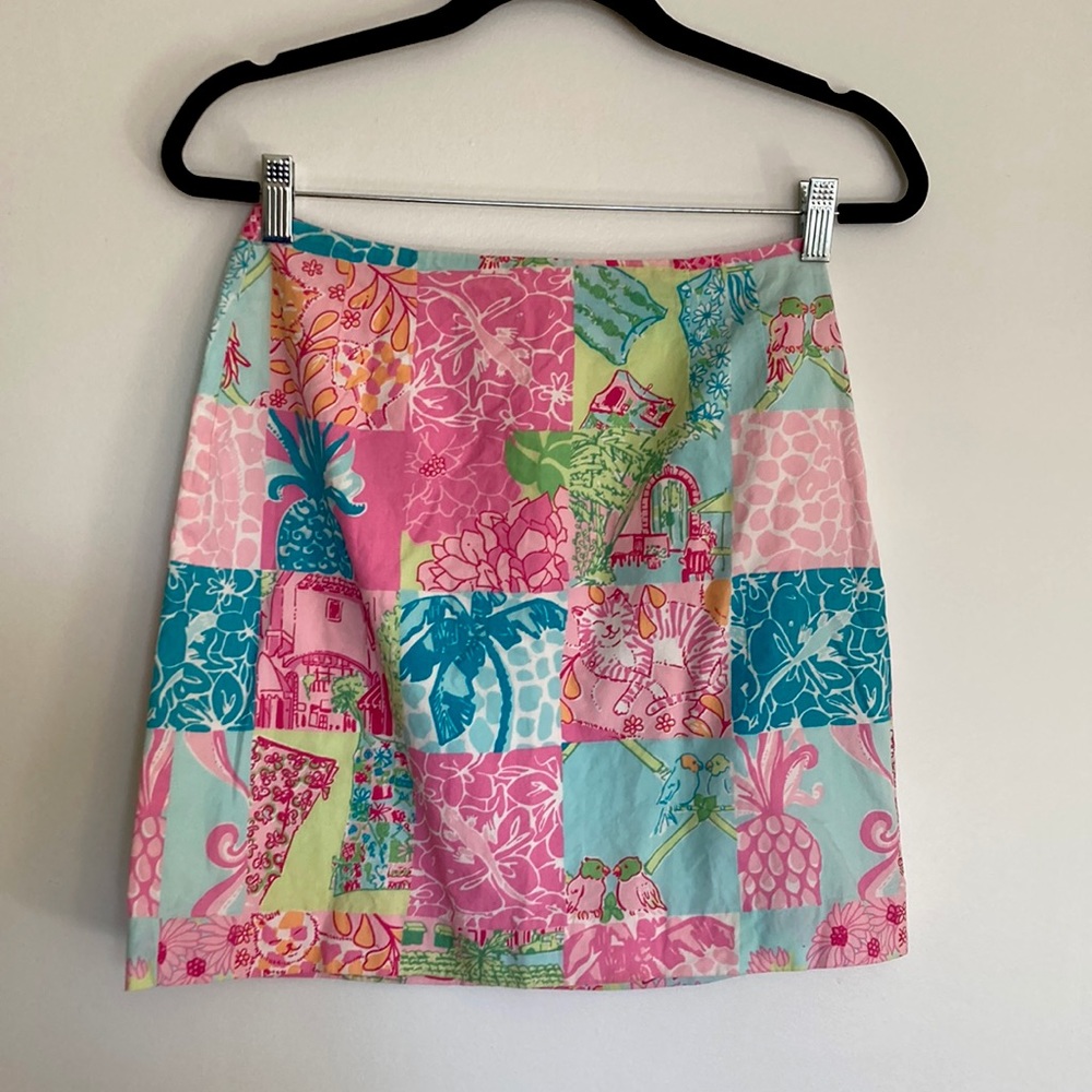 White Label Lilly Pulitzer Printed Patchwork Skirt Sz 4